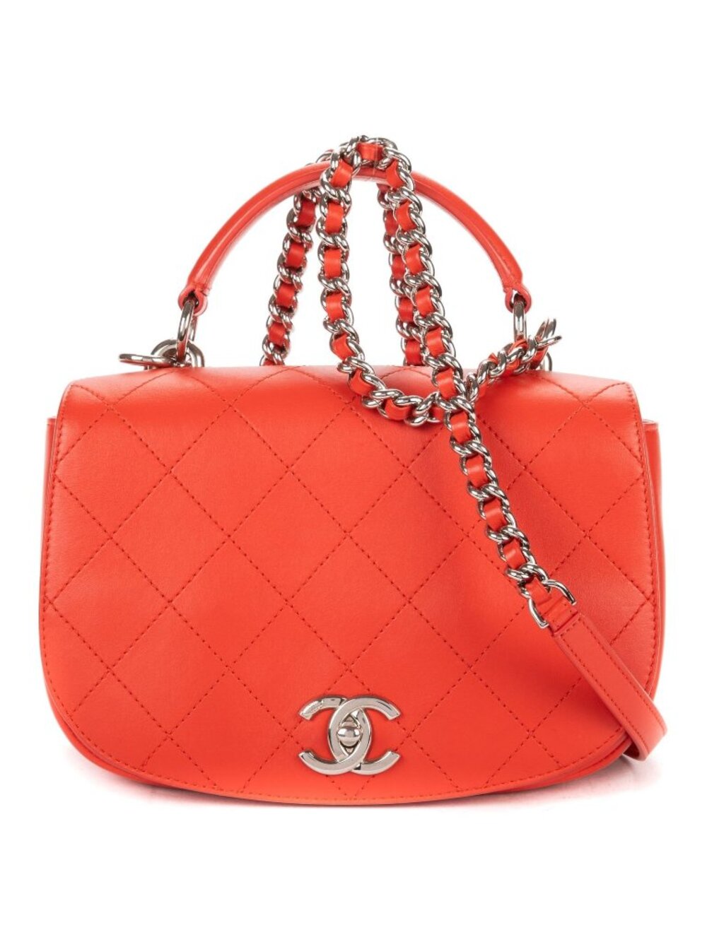 Chanel Ring My Bag Flap Red Quilted Suede Leather